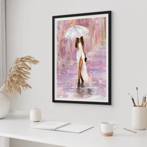 Poster in black frame - In Liliac Rain - 70x100 cm