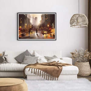 Poster in black frame - In New York Lights - 100x70 cm