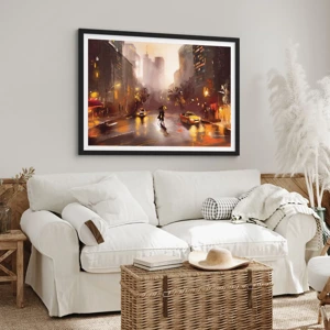 Poster in black frame - In New York Lights - 100x70 cm