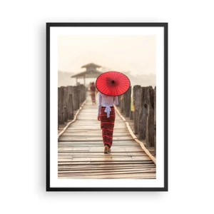 Poster in black frame - On an Old Bridge - 50x70 cm