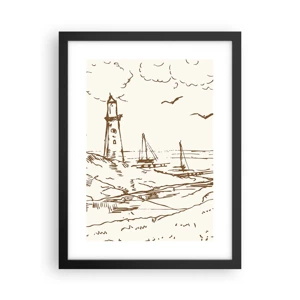 Poster in black frame - Outline of a Summer Postcard - 30x40 cm