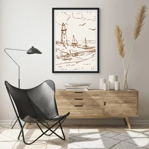 Poster in black frame - Outline of a Summer Postcard - 30x40 cm