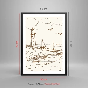 Poster in black frame - Outline of a Summer Postcard - 50x70 cm