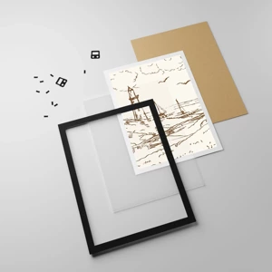 Poster in black frame - Outline of a Summer Postcard - 50x70 cm