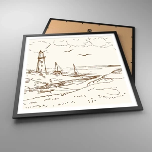 Poster in black frame - Outline of a Summer Postcard - 60x60 cm