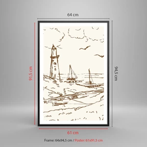 Poster in black frame - Outline of a Summer Postcard - 61x91 cm