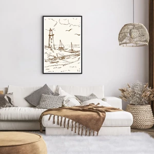 Poster in black frame - Outline of a Summer Postcard - 61x91 cm