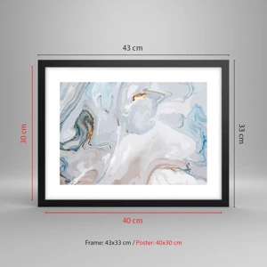 Poster in black frame - White Fusion - 40x30 cm