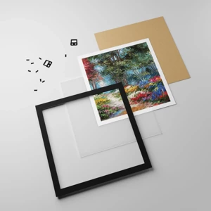 Poster in black frame - Wood Garden, Flowery Forest - 30x30 cm