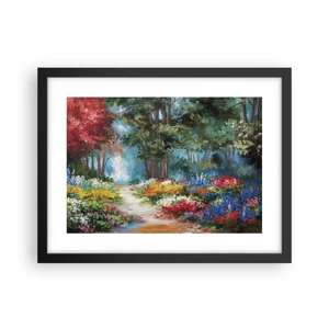 Poster in black frame - Wood Garden, Flowery Forest - 40x30 cm