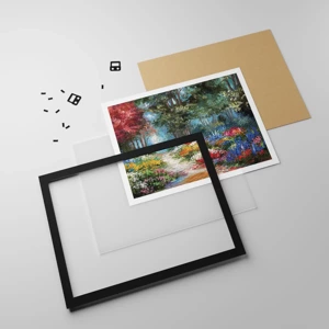 Poster in black frame - Wood Garden, Flowery Forest - 40x30 cm