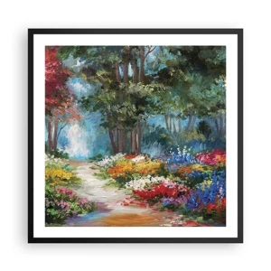 Poster in black frame - Wood Garden, Flowery Forest - 60x60 cm