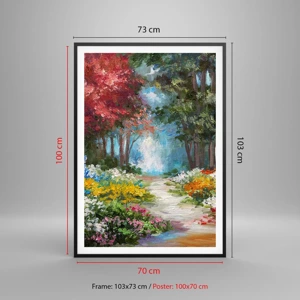 Poster in black frame - Wood Garden, Flowery Forest - 70x100 cm