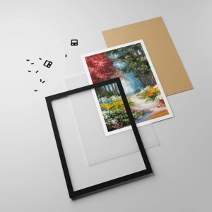 Poster in black frame - Wood Garden, Flowery Forest - 70x100 cm