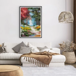 Poster in black frame - Wood Garden, Flowery Forest - 70x100 cm