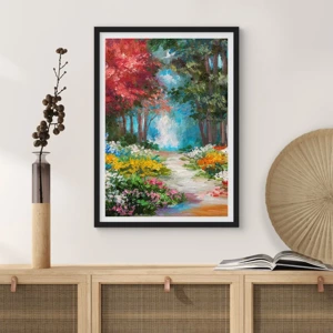 Poster in black frame - Wood Garden, Flowery Forest - 70x100 cm