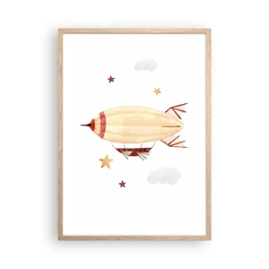 Poster in light oak frame - Airship - 50x70 cm