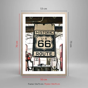 Poster in light oak frame - American Retro Trip - 50x70 cm