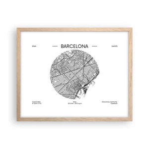 Poster in light oak frame - Anatomy of Barcelona - 50x40 cm