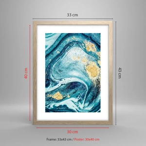 Poster in light oak frame - Blue Whirl - 30x40 cm