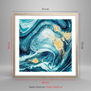 Poster in light oak frame - Blue Whirl - 50x50 cm