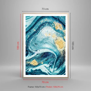 Poster in light oak frame - Blue Whirl - 70x100 cm