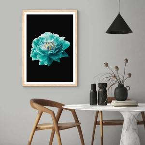 Poster in light oak frame - Blue and Gold Petals - 30x40 cm