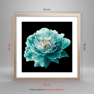 Poster in light oak frame - Blue and Gold Petals - 40x40 cm