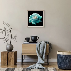 Poster in light oak frame - Blue and Gold Petals - 40x40 cm