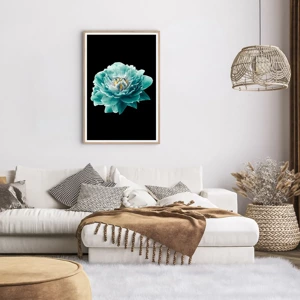 Poster in light oak frame - Blue and Gold Petals - 61x91 cm