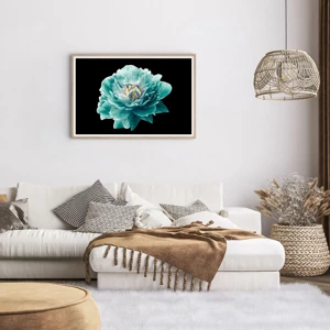 Poster in light oak frame - Blue and Gold Petals - 91x61 cm