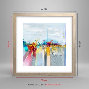 Poster in light oak frame - Bridge of Joy over the River of Life - 30x30 cm