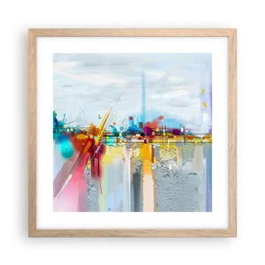 Poster in light oak frame - Bridge of Joy over the River of Life - 40x40 cm