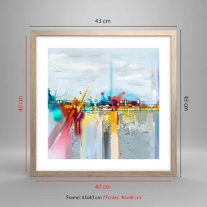 Poster in light oak frame - Bridge of Joy over the River of Life - 40x40 cm