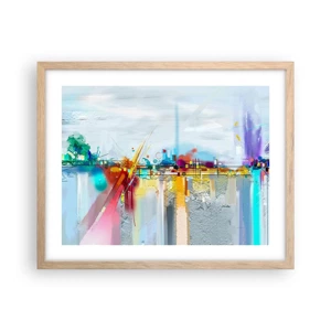 Poster in light oak frame - Bridge of Joy over the River of Life - 50x40 cm