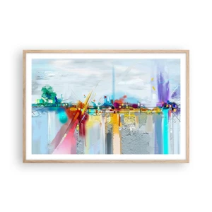 Poster in light oak frame - Bridge of Joy over the River of Life - 91x61 cm