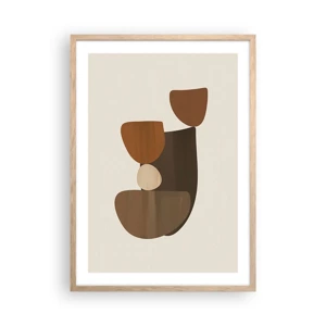 Poster in light oak frame - Composition in Brown - 50x70 cm