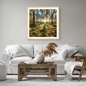 Poster in light oak frame - Deep in the Forest - 40x40 cm