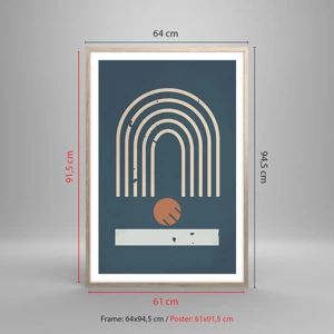 Poster in light oak frame - Geometry on Navy Blue - 61x91 cm