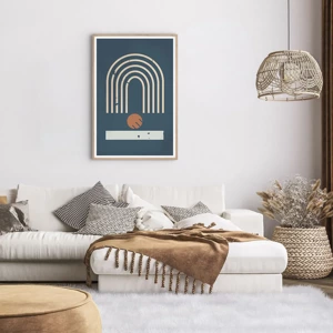 Poster in light oak frame - Geometry on Navy Blue - 61x91 cm