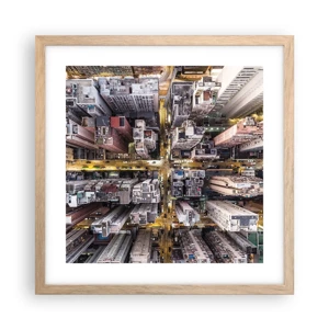 Poster in light oak frame - Greetings from Hong Kong - 40x40 cm