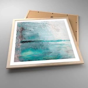 Poster in light oak frame - Horizontally in Blue - 50x50 cm