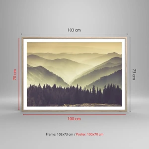 Poster in light oak frame - In a Faraway Land, Past the Mountains - 100x70 cm