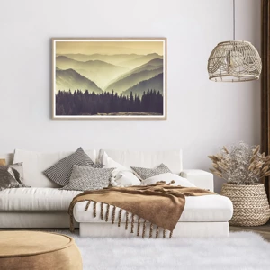 Poster in light oak frame - In a Faraway Land, Past the Mountains - 100x70 cm