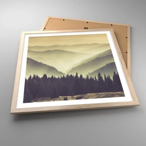 Poster in light oak frame - In a Faraway Land, Past the Mountains - 50x50 cm