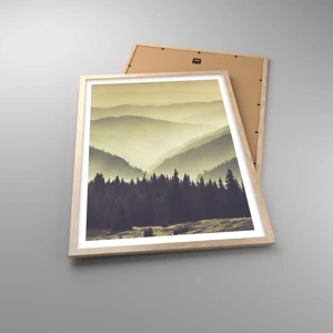 Poster in light oak frame - In a Faraway Land, Past the Mountains - 50x70 cm