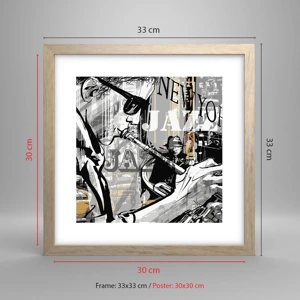 Poster in light oak frame - In the Rhythm of New York - 30x30 cm