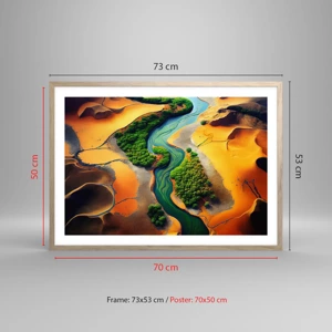 Poster in light oak frame - Life-giving River - 70x50 cm