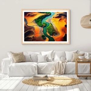 Poster in light oak frame - Life-giving River - 70x50 cm