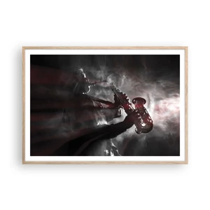 Poster in light oak frame - Lost in the Fog of Jazz - 100x70 cm